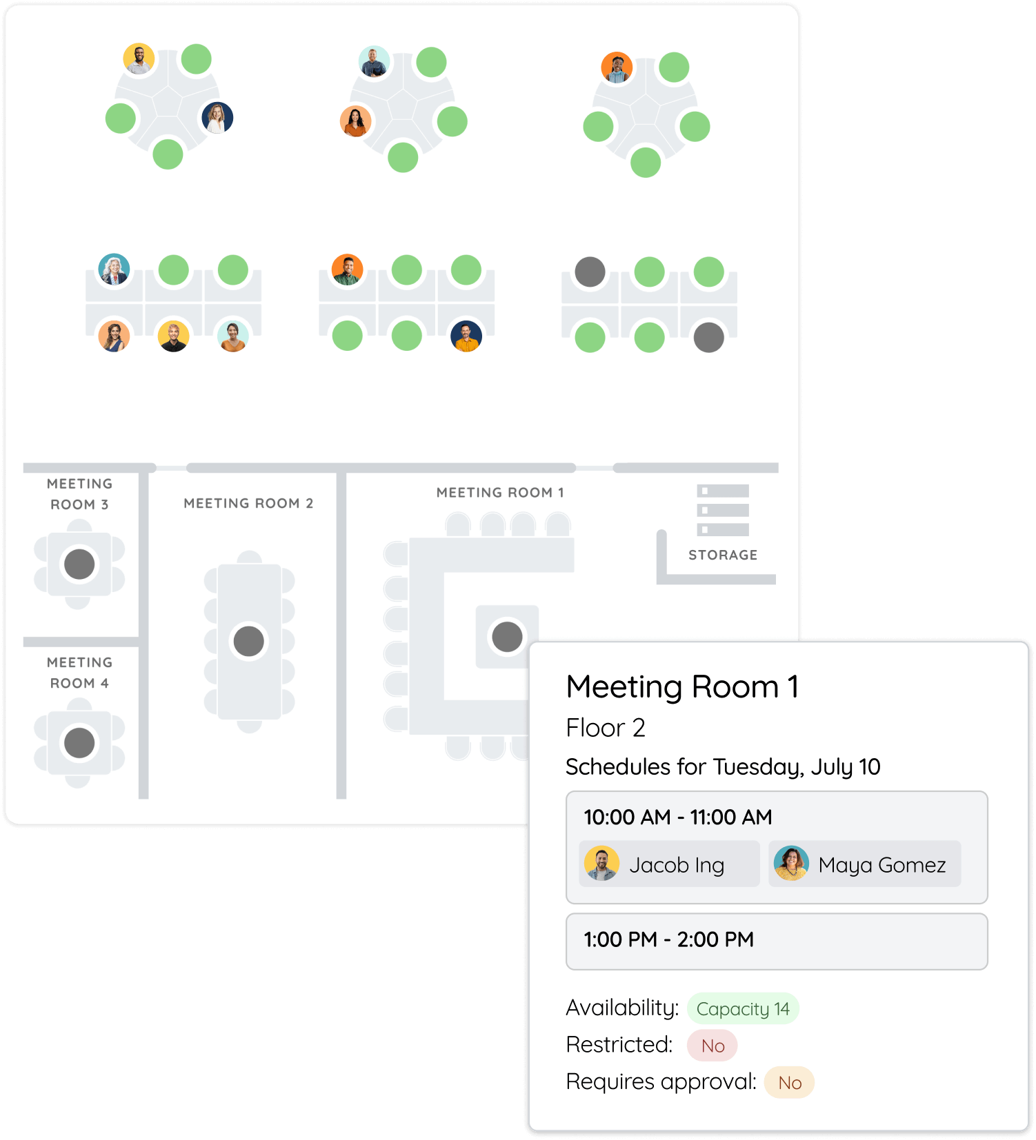 View of the interactive map showing the schedule for Meeting Room 1