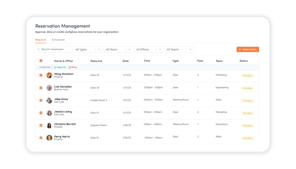 Hot desking reservation managment system