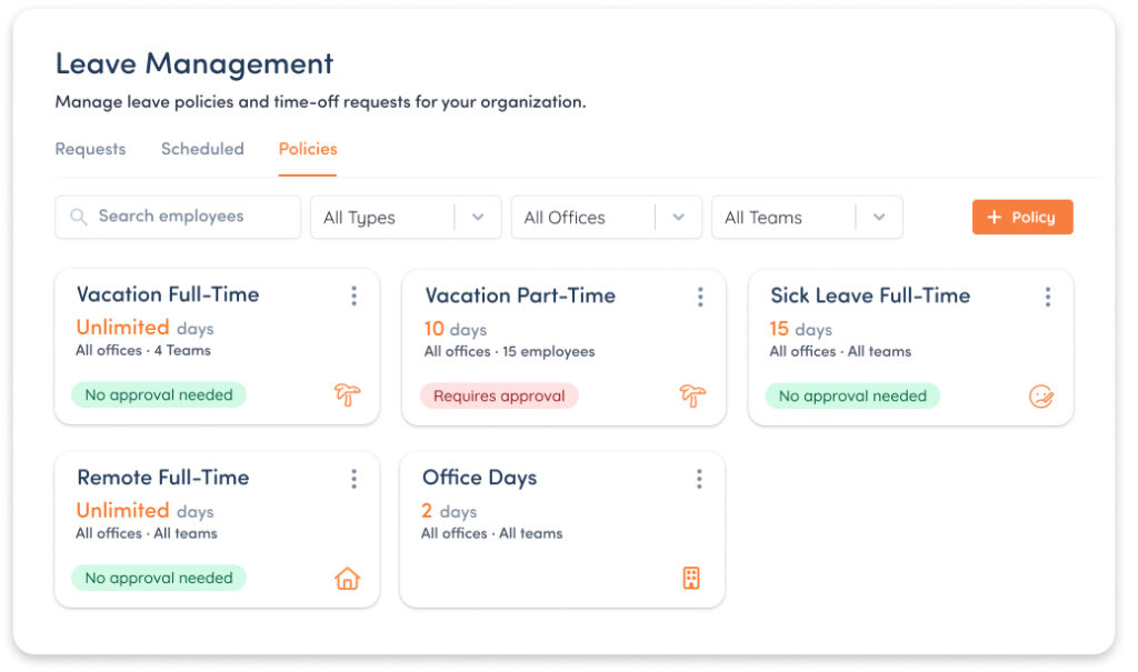 workplace policies management dashboard