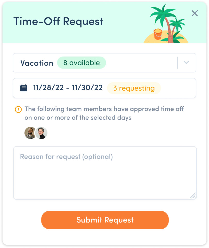 time off request modal