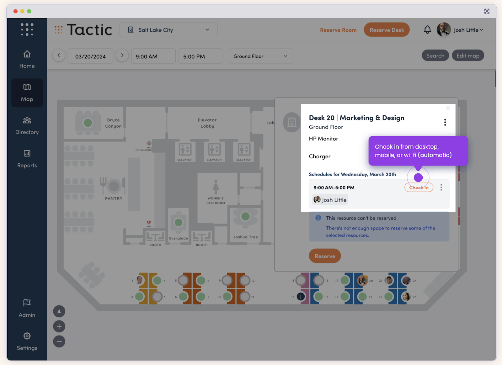 Hybrid Office Space: Tactic Workspace Management